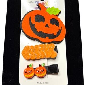 Pumpkin Halloween Hair Accessory NWT 3PC